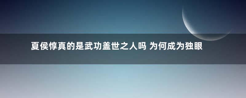 夏侯惇真的是武功盖世之人吗 为何成为独眼还能两次打败赵云